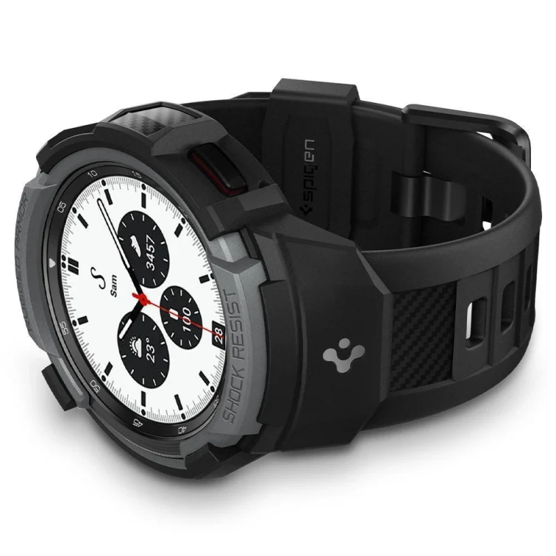 Etui z paskiem Spigen Rugged Armor Pro na Samsung Galaxy Watch 4 Classic 42 mm - szare - obrazek 8