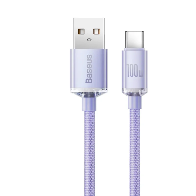 Baseus Crystal Shine Series kabel przewód USB do szybkiego ładowania i transferu danych USB Typ A - USB Typ C 100W 1,2m fioletowy (CAJY000405) - obrazek 2