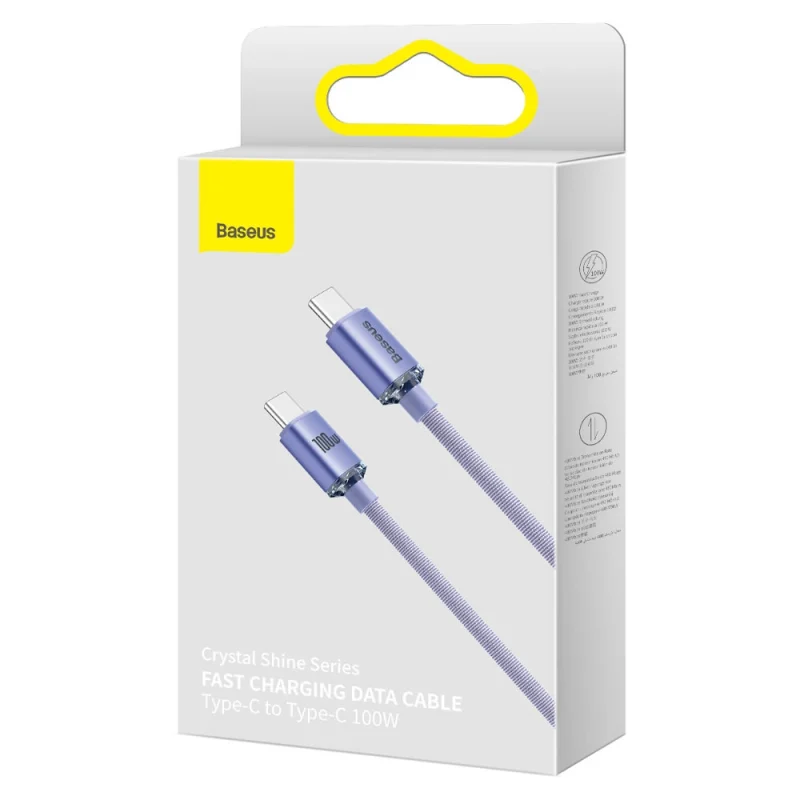 Kabel Baseus CAJY000701 USB-C - USB-C PD 100W 5A 480Mb/s 1,2m - fioletowy - obrazek 5