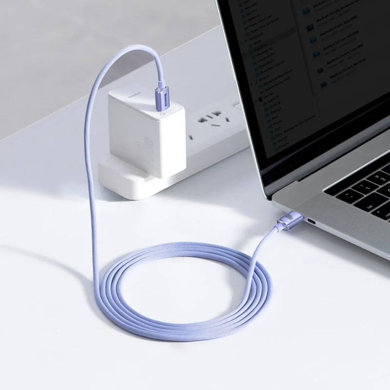 Kabel Baseus CAJY000705 USB-C - USB-C PD QC 100W 5A 480Mb/s 2m - fioletowy - obrazek 10