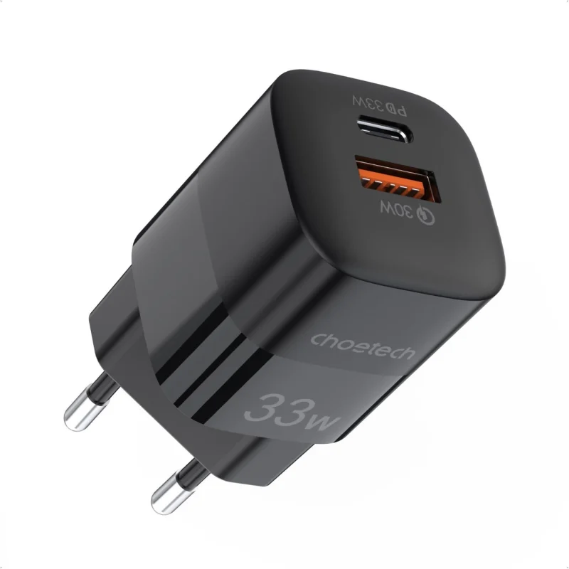 Ładowarka sieciowa Choetech PD5006 GaN USB-A / USB-C 33W PD QC - czarna - obrazek 2