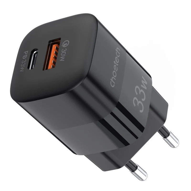 Ładowarka sieciowa Choetech PD5006 GaN USB-A / USB-C 33W PD QC - czarna - obrazek 3