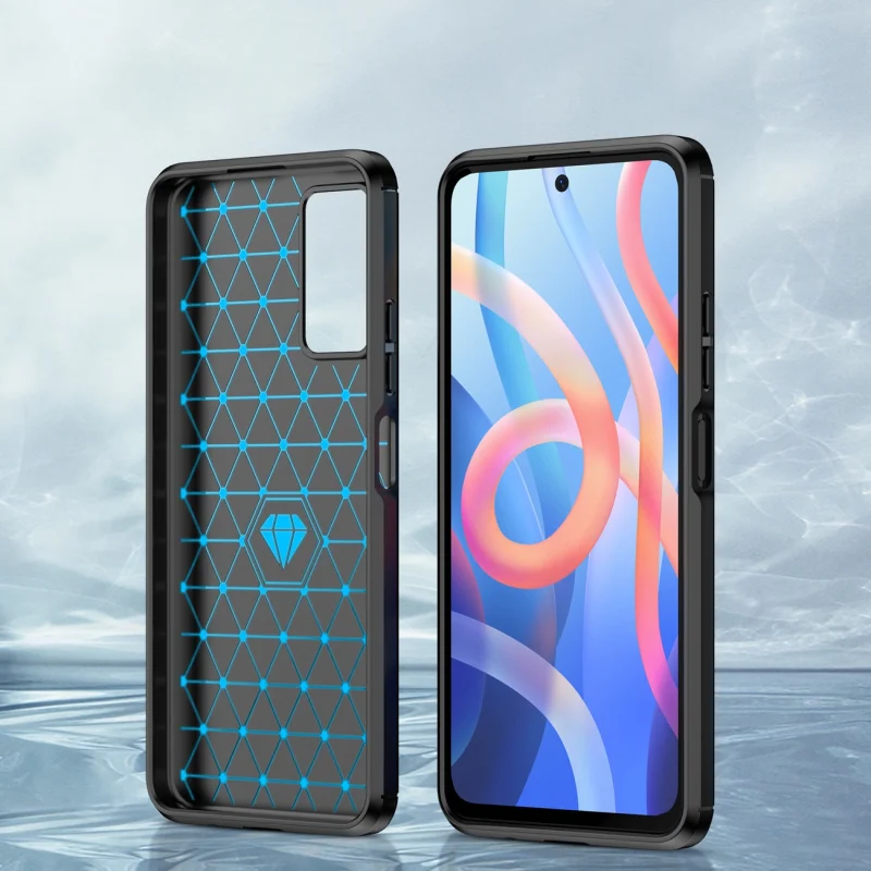 Carbon Case elastyczne etui pokrowiec Xiaomi Redmi Note 11 czarny - obrazek 4