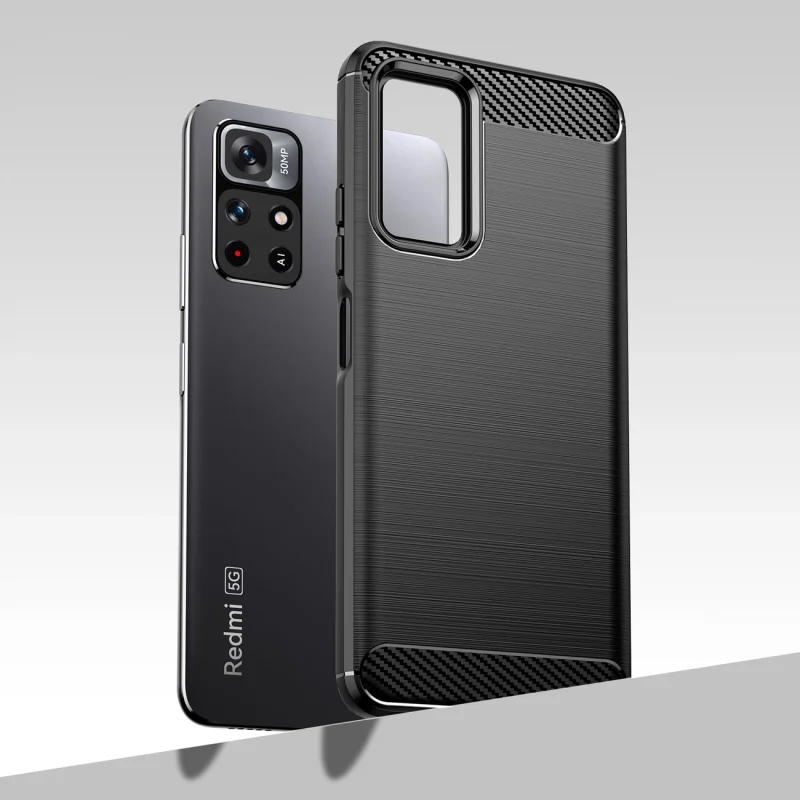 Carbon Case elastyczne etui pokrowiec Xiaomi Redmi Note 11 czarny - obrazek 5