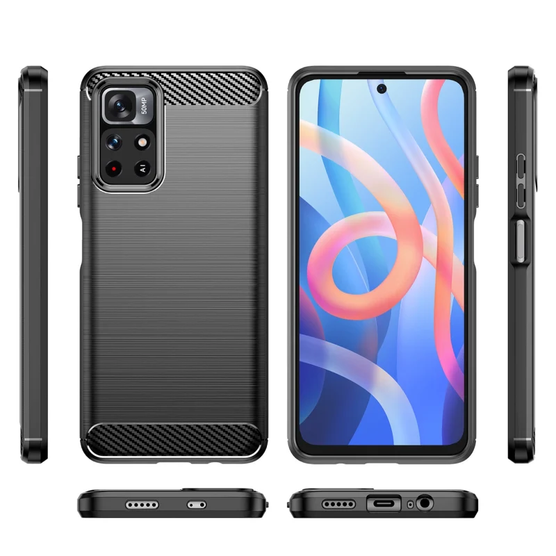 Carbon Case elastyczne etui pokrowiec Xiaomi Redmi Note 11 czarny - obrazek 8