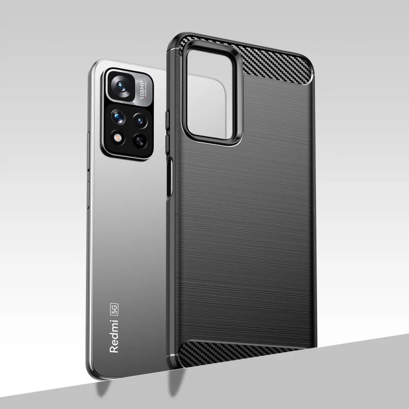 Carbon Case elastyczne etui pokrowiec Xiaomi Redmi Note 11 Pro+ 5G (China) / 11 Pro 5G (China) / Mi11i HyperCharge / Poco X4 NFC czarny - obrazek 5