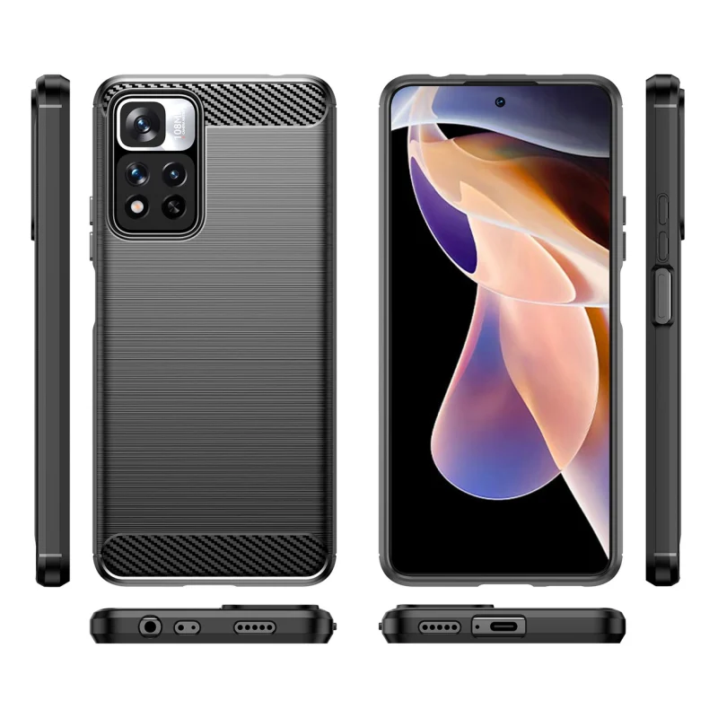 Carbon Case elastyczne etui pokrowiec Xiaomi Redmi Note 11 Pro+ 5G (China) / 11 Pro 5G (China) / Mi11i HyperCharge / Poco X4 NFC czarny - obrazek 8