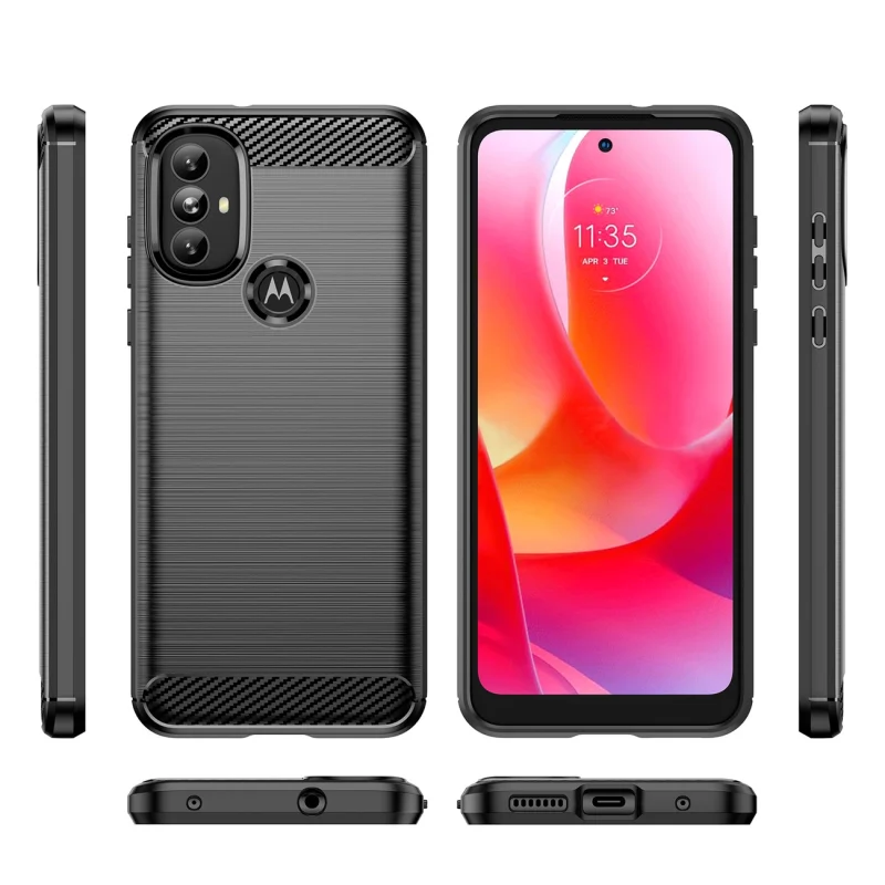 Carbon Case elastyczne etui pokrowiec Motorola Moto G Power 2022 czarny - obrazek 8