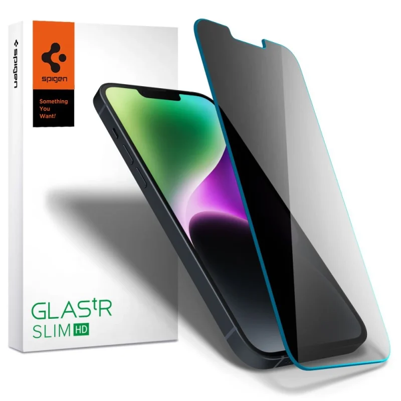 Szkło hartowane Spigen Glas.tR Slim Privacy na iPhone 13 / 13 Pro / 14