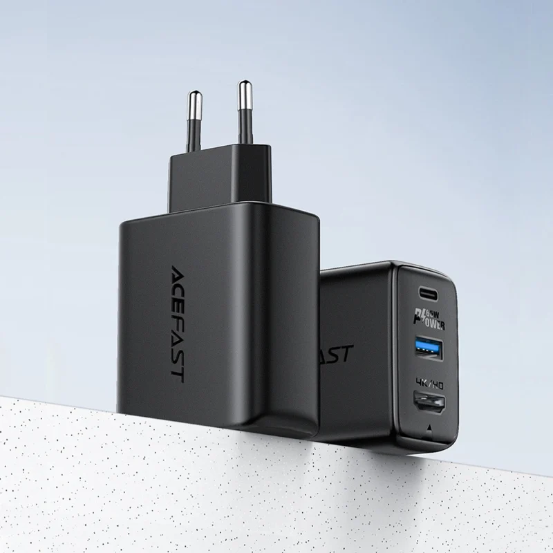 Ładowarka GaN Acefast A17 65W USB-C / USB-A, adapter HDMI 4K 60Hz (zestaw z kablem) - czarna - obrazek 6