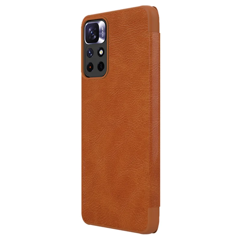 Nillkin Qin Case etui do Xiaomi Redmi Note 11T 5G / Note 11S 5G / Note 11 5G (China) / Poco M4 Pro 5G osłona na aparat kabura pokrowiec obudowa z klapką brązowy - obrazek 4