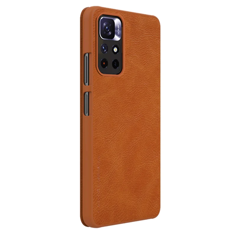 Nillkin Qin Case etui do Xiaomi Redmi Note 11T 5G / Note 11S 5G / Note 11 5G (China) / Poco M4 Pro 5G osłona na aparat kabura pokrowiec obudowa z klapką brązowy - obrazek 6