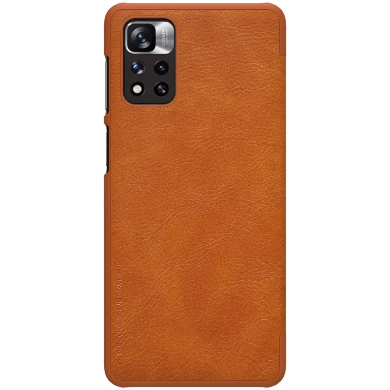 Nillkin Qin Case etui do Xiaomi Redmi Note 11 Pro+ (China) / Redmi Note 11 Pro (China) / Mi11i HyperCharge osłona na aparat kabura pokrowiec obudowa z klapką brązowy - obrazek 3