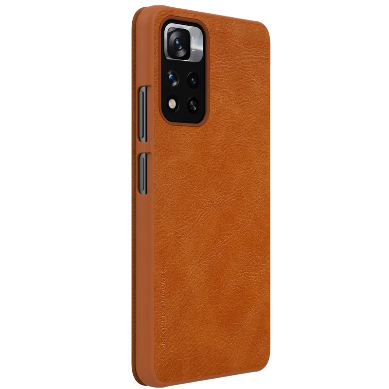 Nillkin Qin Case etui do Xiaomi Redmi Note 11 Pro+ (China) / Redmi Note 11 Pro (China) / Mi11i HyperCharge osłona na aparat kabura pokrowiec obudowa z klapką brązowy - obrazek 4