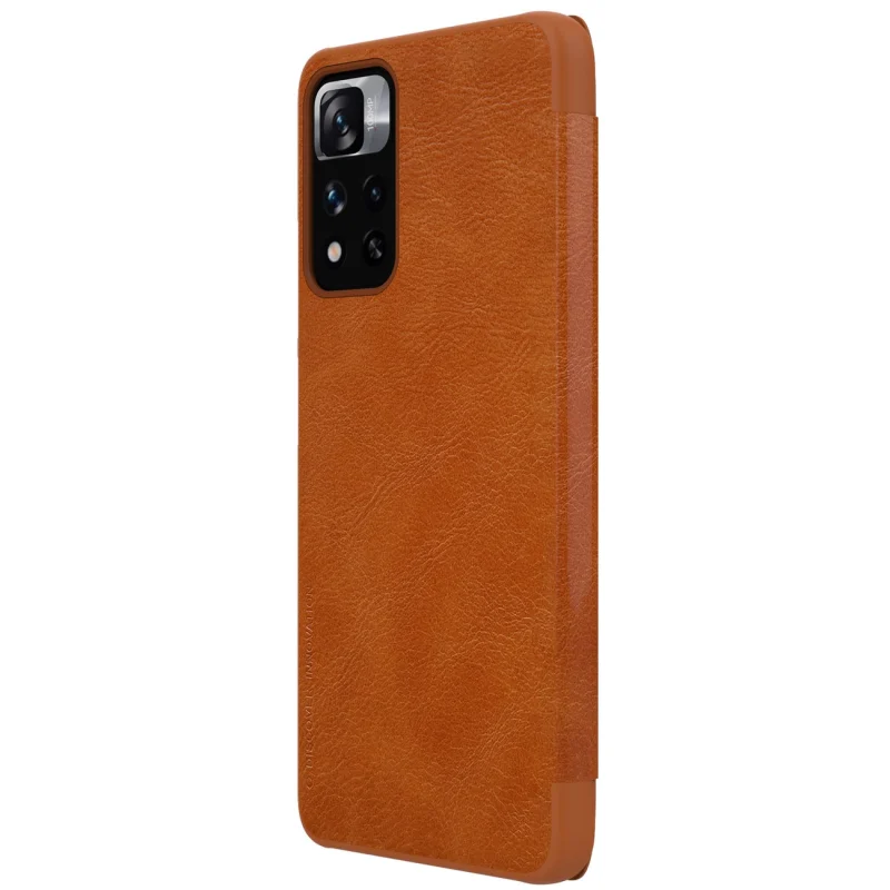 Nillkin Qin Case etui do Xiaomi Redmi Note 11 Pro+ (China) / Redmi Note 11 Pro (China) / Mi11i HyperCharge osłona na aparat kabura pokrowiec obudowa z klapką brązowy - obrazek 6