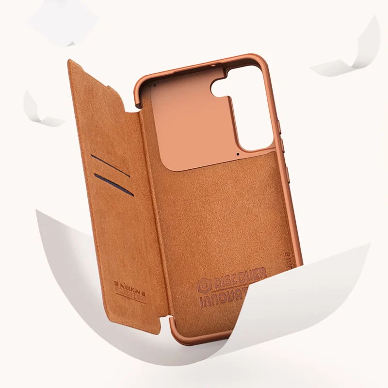 Nillkin Qin Leather Pro Case etui do Samsung Galaxy S22+ (S22 Plus) osłona na aparat kabura pokrowiec obudowa z klapką czarny - obrazek 10