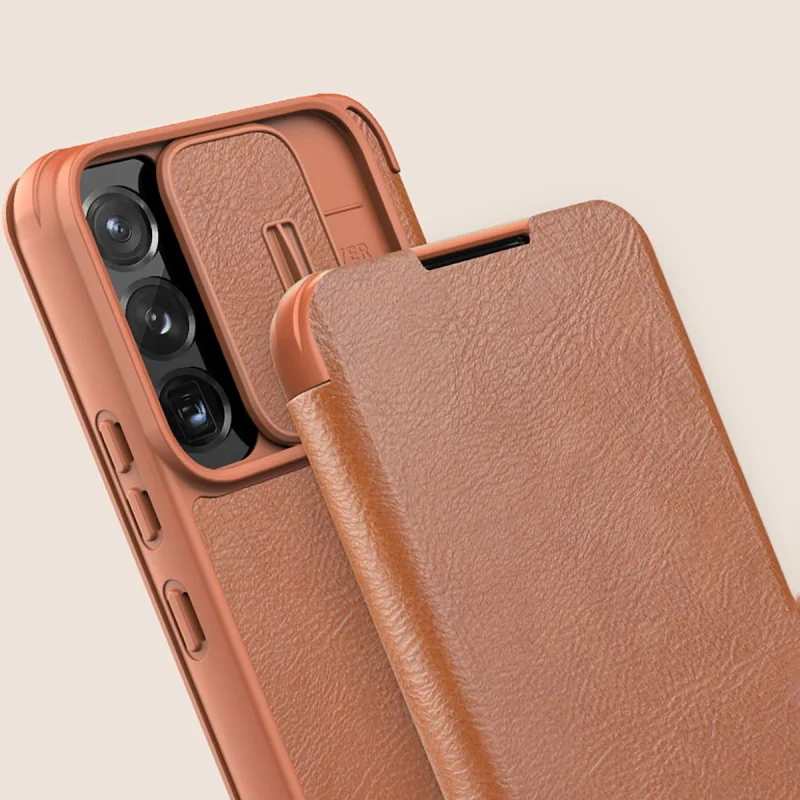 Nillkin Qin Leather Pro Case etui do Samsung Galaxy S22+ (S22 Plus) osłona na aparat kabura pokrowiec obudowa z klapką czarny - obrazek 13