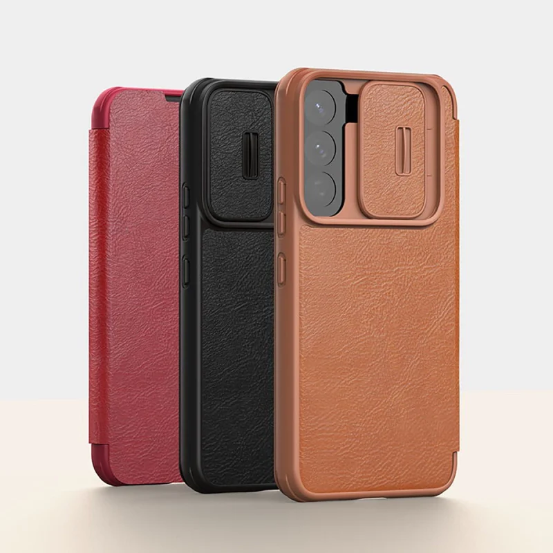 Nillkin Qin Leather Pro Case etui do Samsung Galaxy S22+ (S22 Plus) osłona na aparat kabura pokrowiec obudowa z klapką czarny - obrazek 7