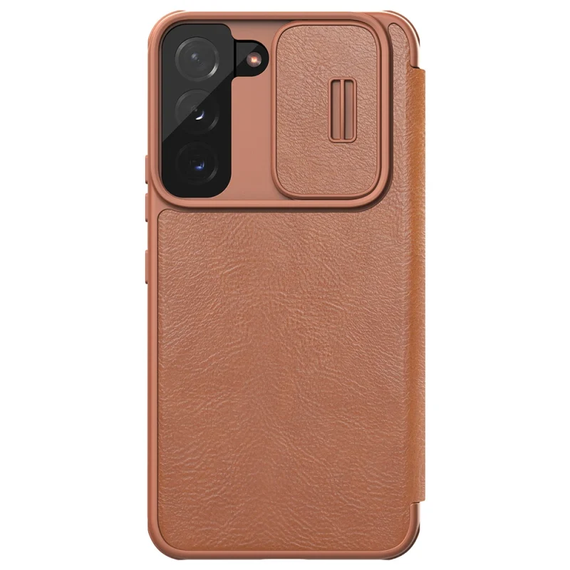 Nillkin Qin Leather Pro Case etui do Samsung Galaxy S22+ (S22 Plus) osłona na aparat kabura pokrowiec obudowa z klapką brązowy - obrazek 3