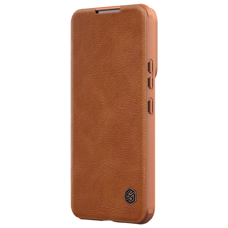 Nillkin Qin Leather Pro Case etui do Samsung Galaxy S22+ (S22 Plus) osłona na aparat kabura pokrowiec obudowa z klapką brązowy - obrazek 4