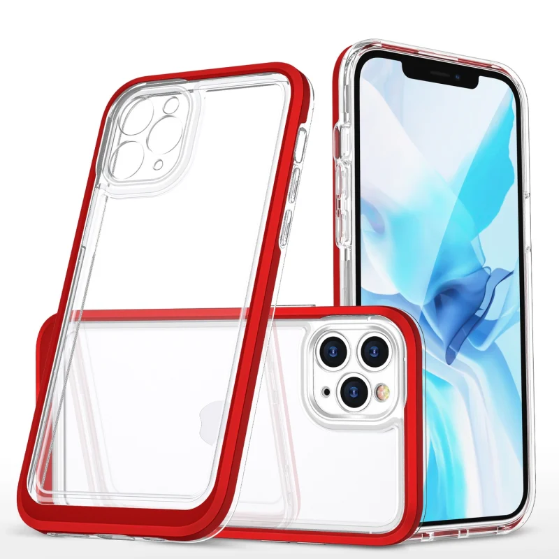 Clear 3in1 etui do iPhone 11 Pro żelowy pokrowiec z ramką czerwony