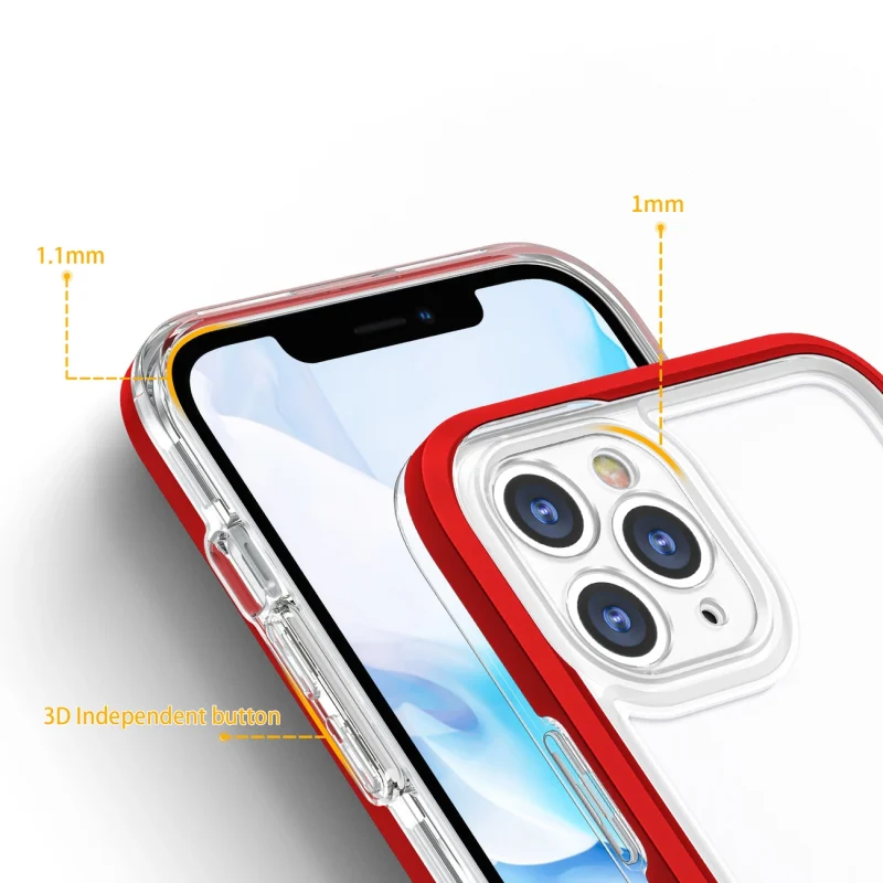 Clear 3in1 etui do iPhone 11 Pro żelowy pokrowiec z ramką czerwony - obrazek 4