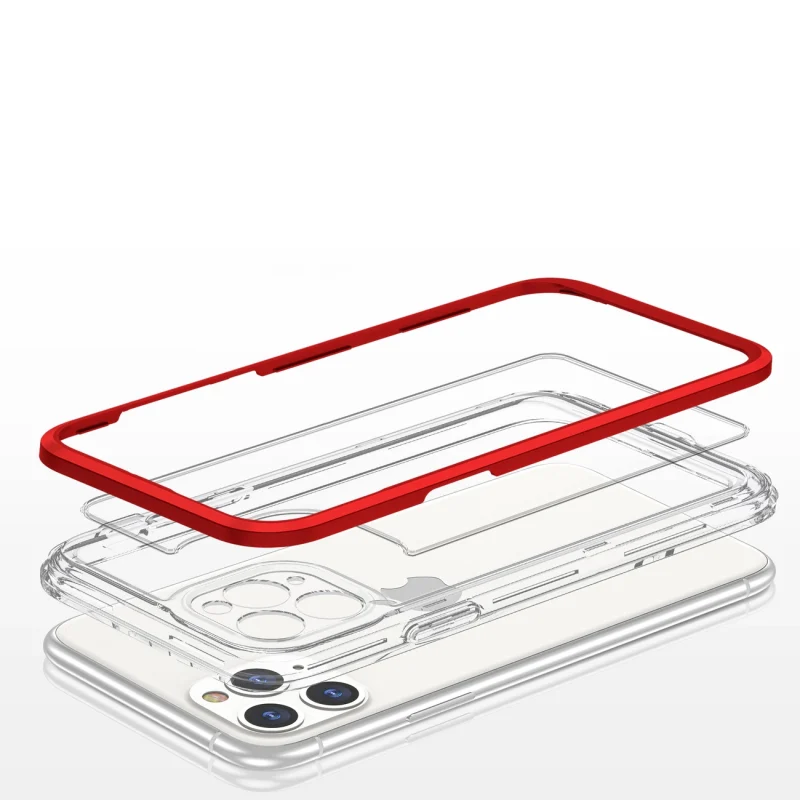 Clear 3in1 etui do iPhone 11 Pro żelowy pokrowiec z ramką czerwony - obrazek 5