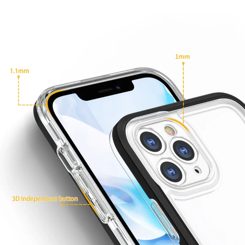 Clear 3in1 etui do iPhone 11 Pro Max żelowy pokrowiec z ramką czarny - obrazek 4