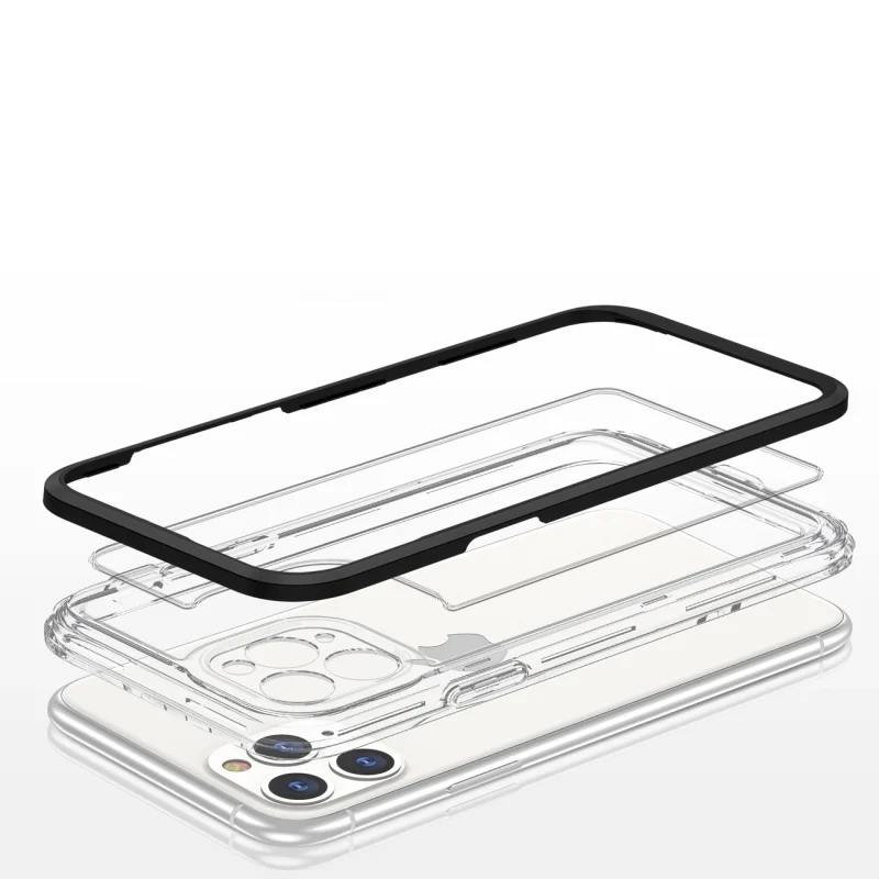 Clear 3in1 etui do iPhone 11 Pro Max żelowy pokrowiec z ramką czarny - obrazek 5