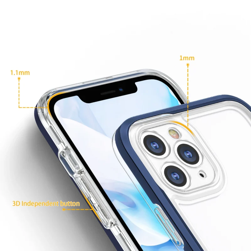 Clear 3in1 etui do iPhone 11 Pro Max żelowy pokrowiec z ramką niebieski - obrazek 4