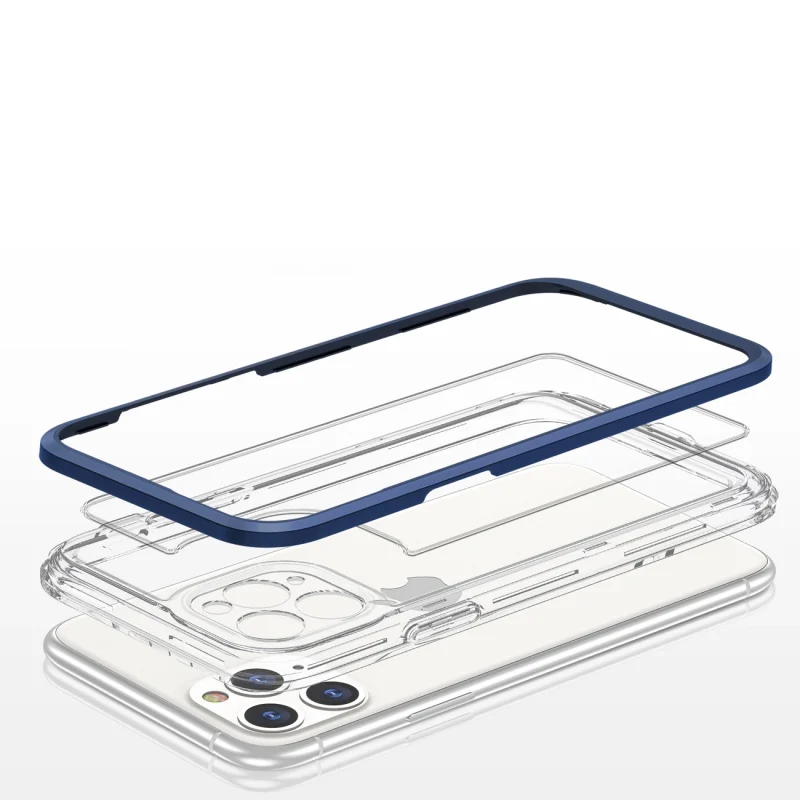 Clear 3in1 etui do iPhone 11 Pro Max żelowy pokrowiec z ramką niebieski - obrazek 5