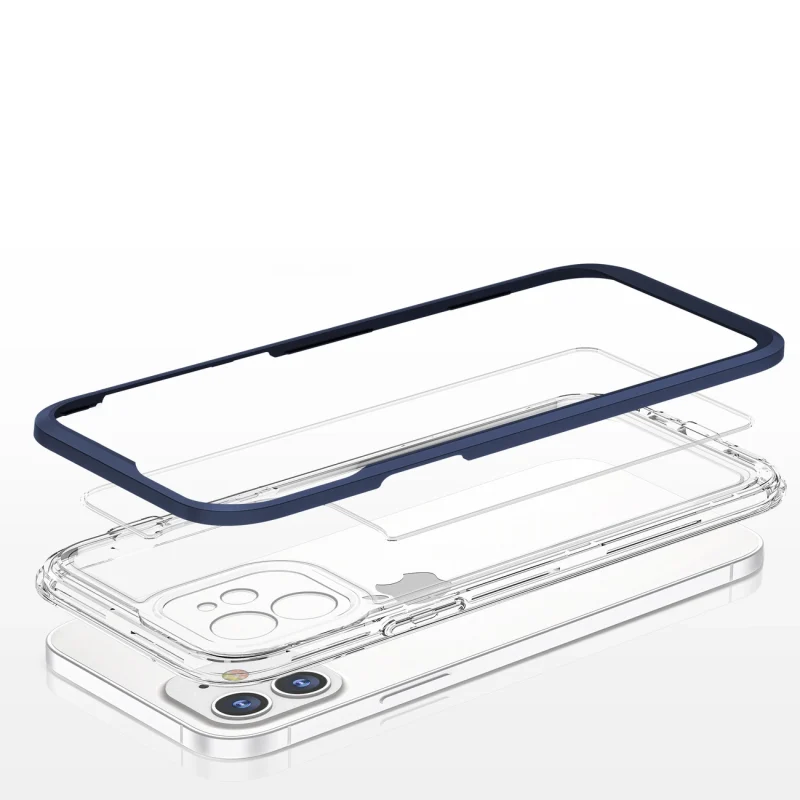 Clear 3in1 etui do iPhone 12 żelowy pokrowiec z ramką niebieski - obrazek 5