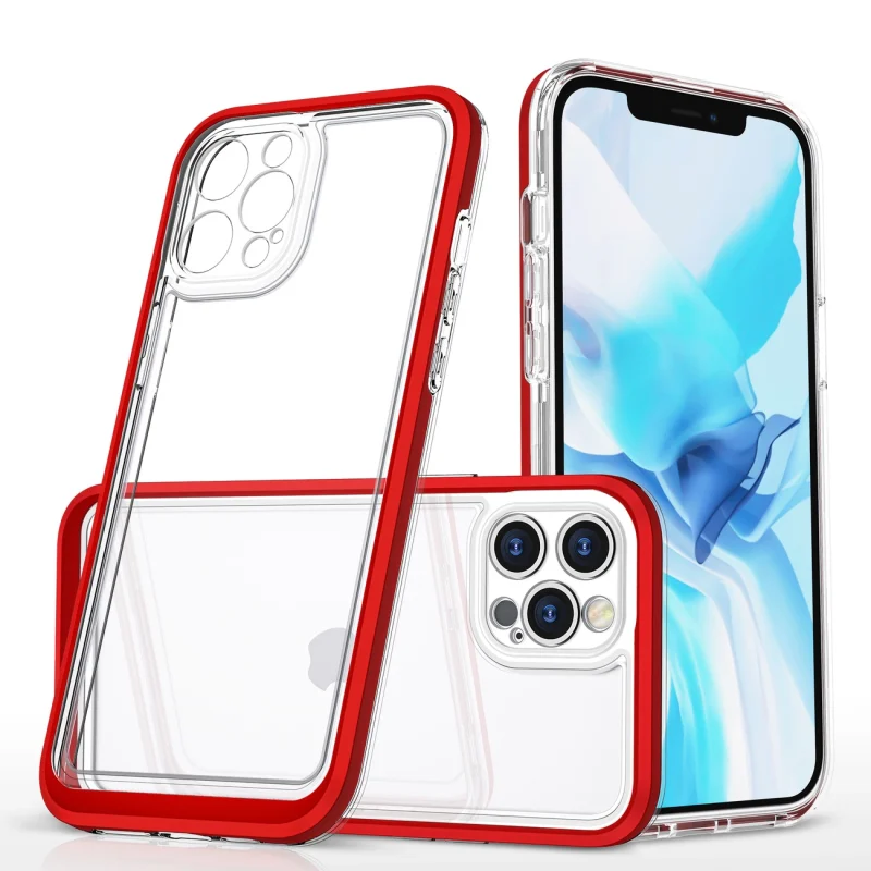 Clear 3in1 etui do iPhone 12 Pro Max żelowy pokrowiec z ramką czerwony