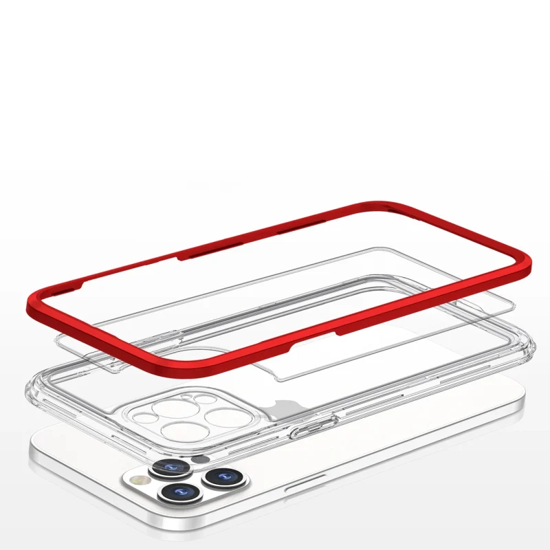 Clear 3in1 etui do iPhone 12 Pro Max żelowy pokrowiec z ramką czerwony - obrazek 5