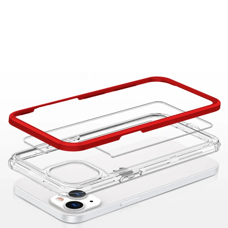 Clear 3in1 etui do iPhone 13 mini żelowy pokrowiec z ramką czerwony - obrazek 5