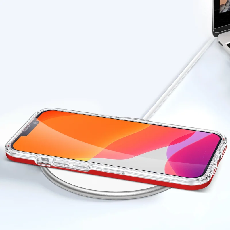 Clear 3in1 etui do iPhone 13 mini żelowy pokrowiec z ramką czerwony - obrazek 7