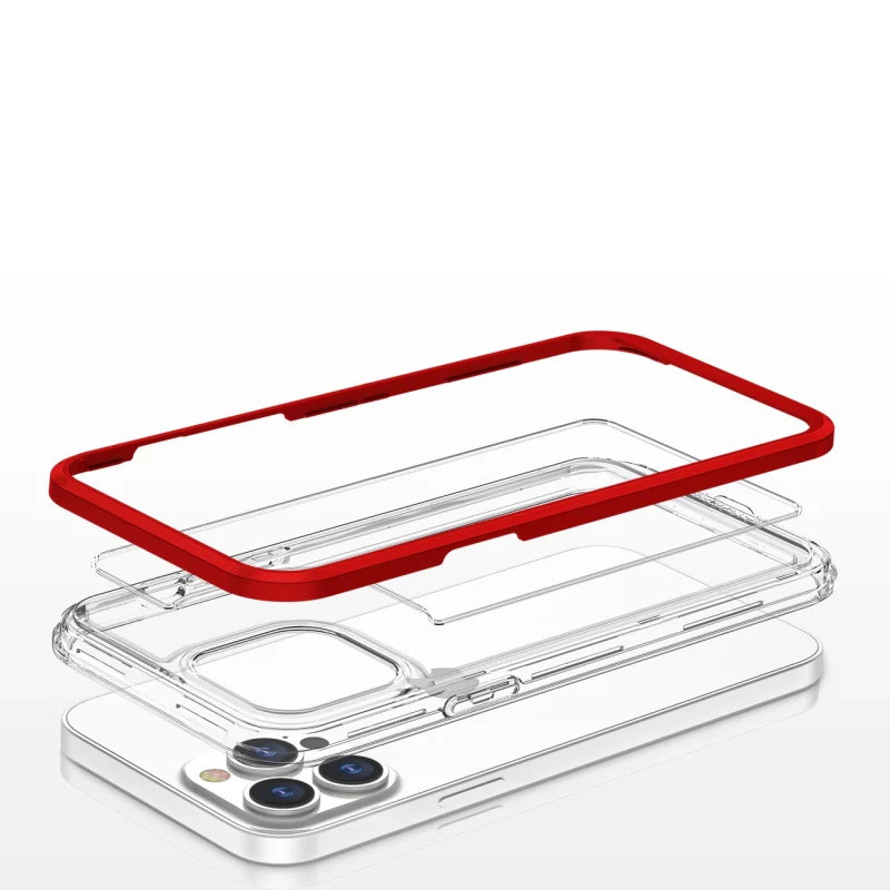 Clear 3in1 etui do iPhone 13 Pro żelowy pokrowiec z ramką czerwony - obrazek 5