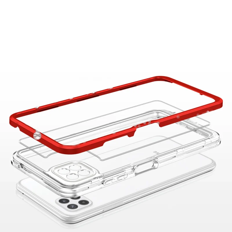 Clear 3in1 etui do Samsung Galaxy A22 5G żelowy pokrowiec z ramką czerwony - obrazek 5