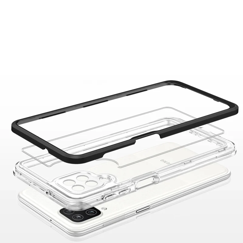 Clear 3in1 etui do Samsung Galaxy A22 4G żelowy pokrowiec z ramką czarny - obrazek 5