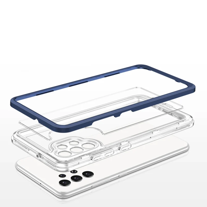 Clear 3in1 etui do Samsung Galaxy A32 5G żelowy pokrowiec z ramką niebieski - obrazek 5