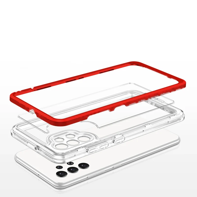 Clear 3in1 etui do Samsung Galaxy A32 5G żelowy pokrowiec z ramką czerwony - obrazek 5