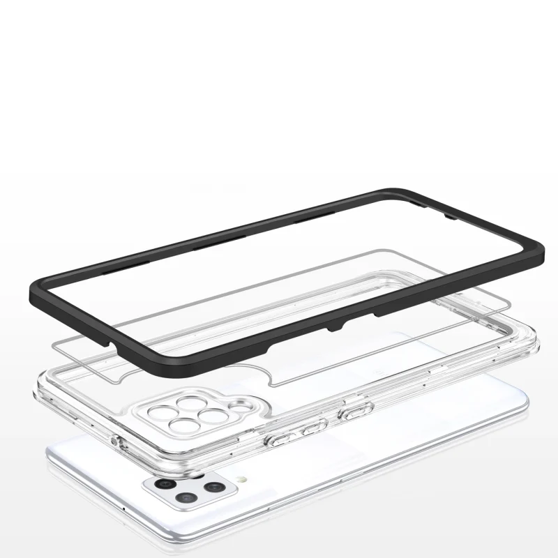 Clear 3in1 etui do Samsung Galaxy A42 5G żelowy pokrowiec z ramką czarny - obrazek 5