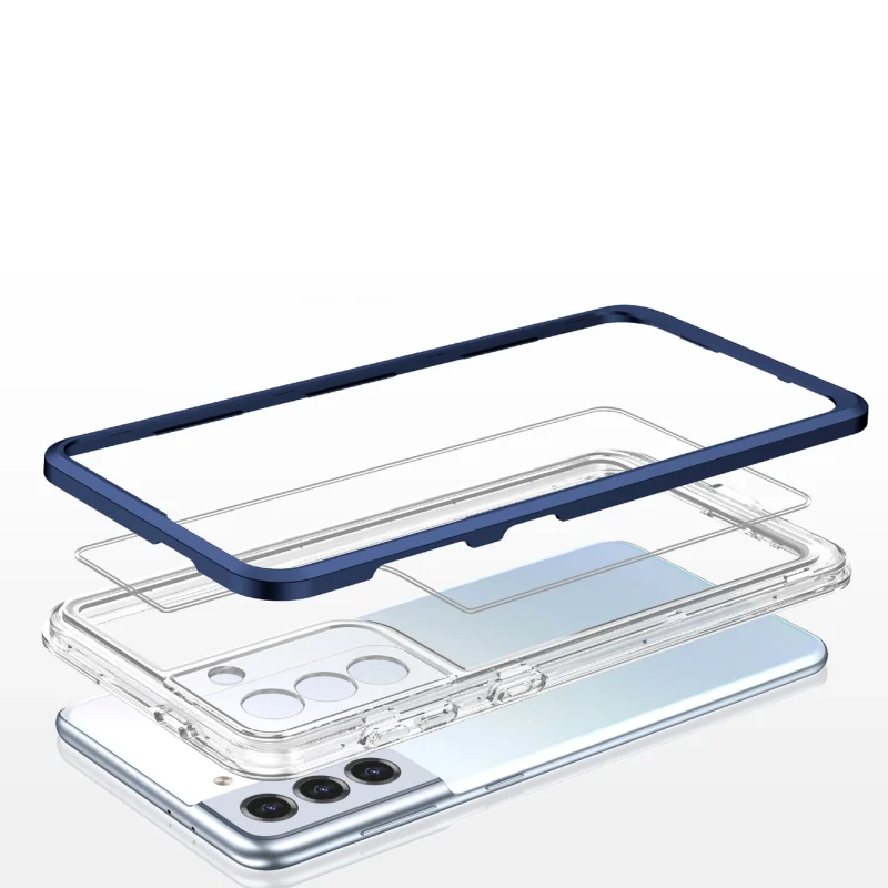 Clear 3in1 etui do Samsung Galaxy S21 5G żelowy pokrowiec z ramką niebieski - obrazek 5