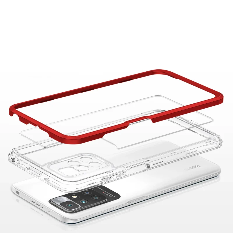 Clear 3in1 etui do Xiaomi Redmi 10 żelowy pokrowiec z ramką czerwony - obrazek 5