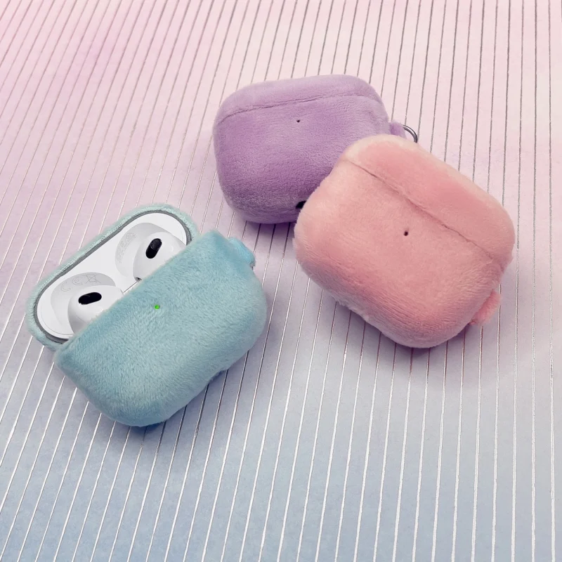 Kingxbar Plush Pods Case etui do AirPods 3 pluszowa obudowa pokrowiec na słuchawki niebieski - obrazek 2