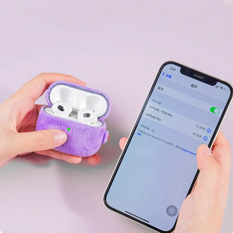 Kingxbar Plush Pods Case etui do AirPods 3 pluszowa obudowa pokrowiec na słuchawki niebieski - obrazek 11