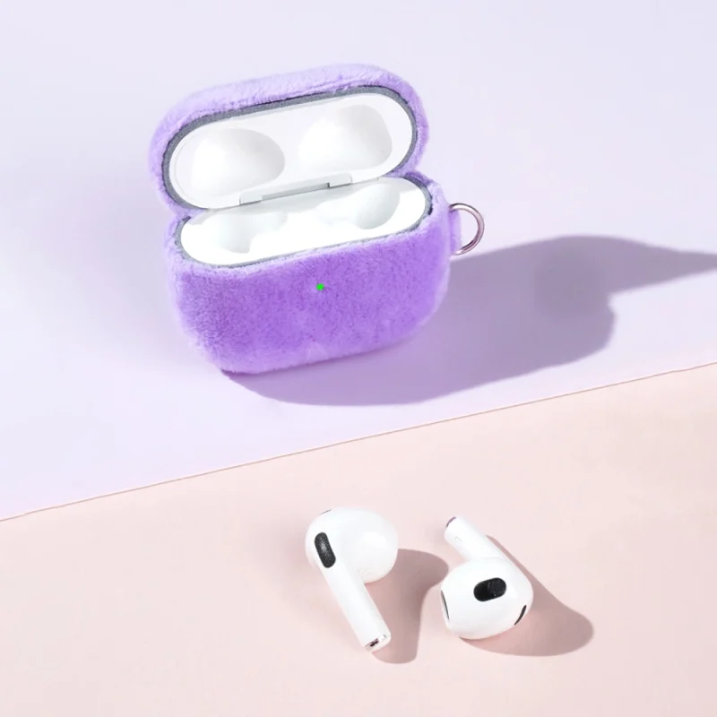 Kingxbar Plush Pods Case etui do AirPods 3 pluszowa obudowa pokrowiec na słuchawki niebieski - obrazek 4