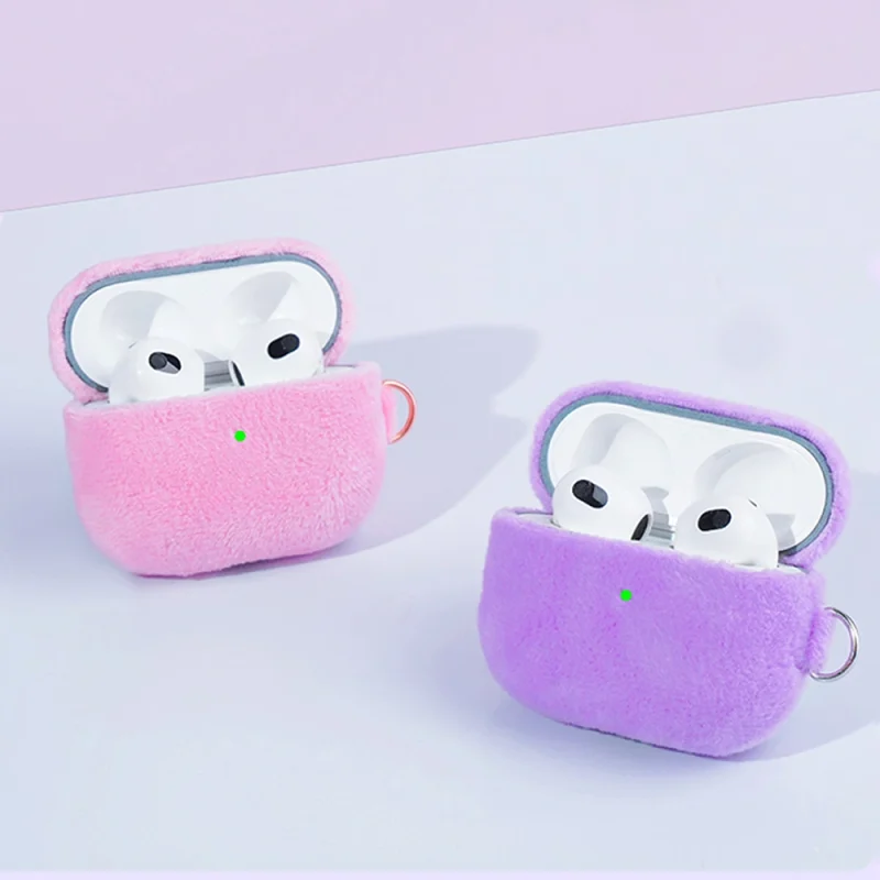 Kingxbar Plush Pods Case etui do AirPods 3 pluszowa obudowa pokrowiec na słuchawki niebieski - obrazek 10