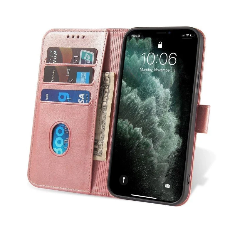 Magnet Case elegancki futerał etui pokrowiec z klapką i funkcją podstawki Poco M4 Pro 5G różowy - obrazek 6