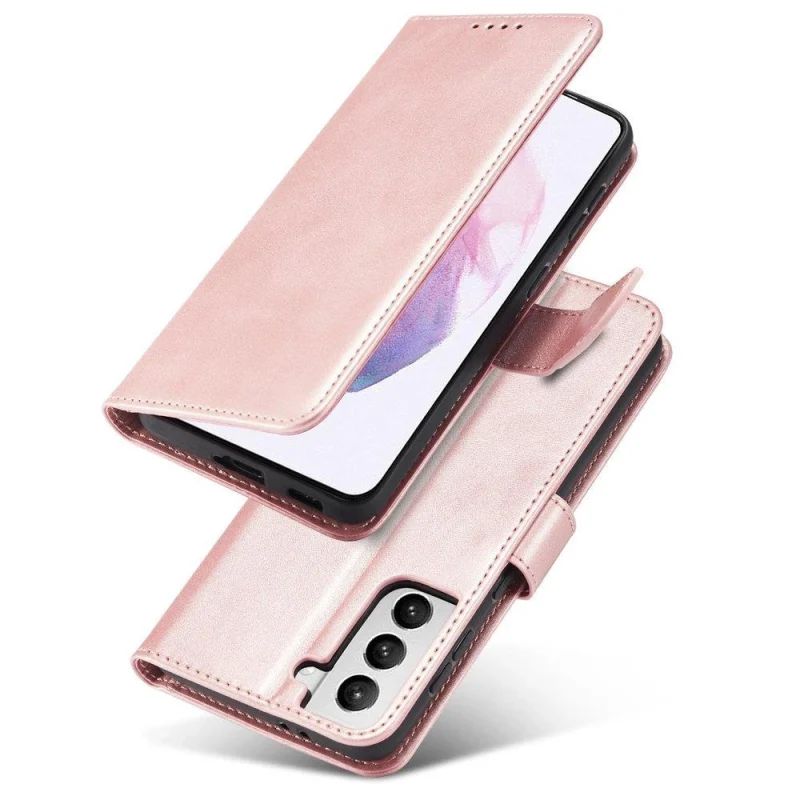 Magnet Case elegancki futerał etui pokrowiec z klapką i funkcją podstawki Samsung Galaxy S22+ (S22 Plus) różowy - obrazek 14